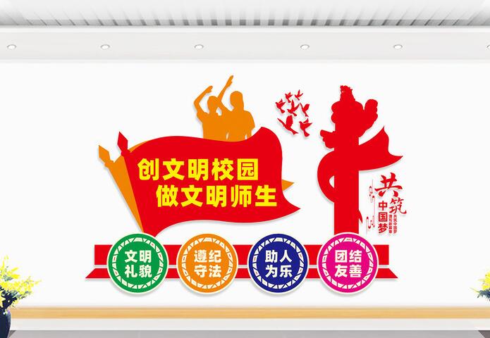 校園文化墻設(shè)計圖設(shè)計方案(圖3) 創(chuàng)文明校園文化墻設(shè)計圖片