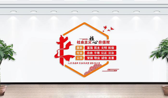 校園文化墻設(shè)計圖設(shè)計方案(圖4) 社會主義核心價值觀文化墻設(shè)計效果圖